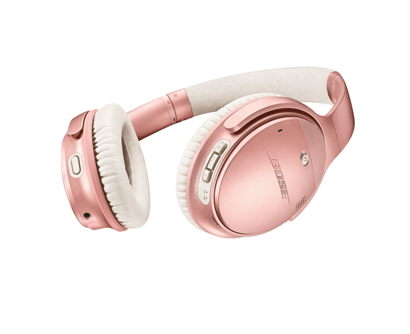 Bose QuietComfort 35 II in Rose Gold with padded ear cups and folding hinges
