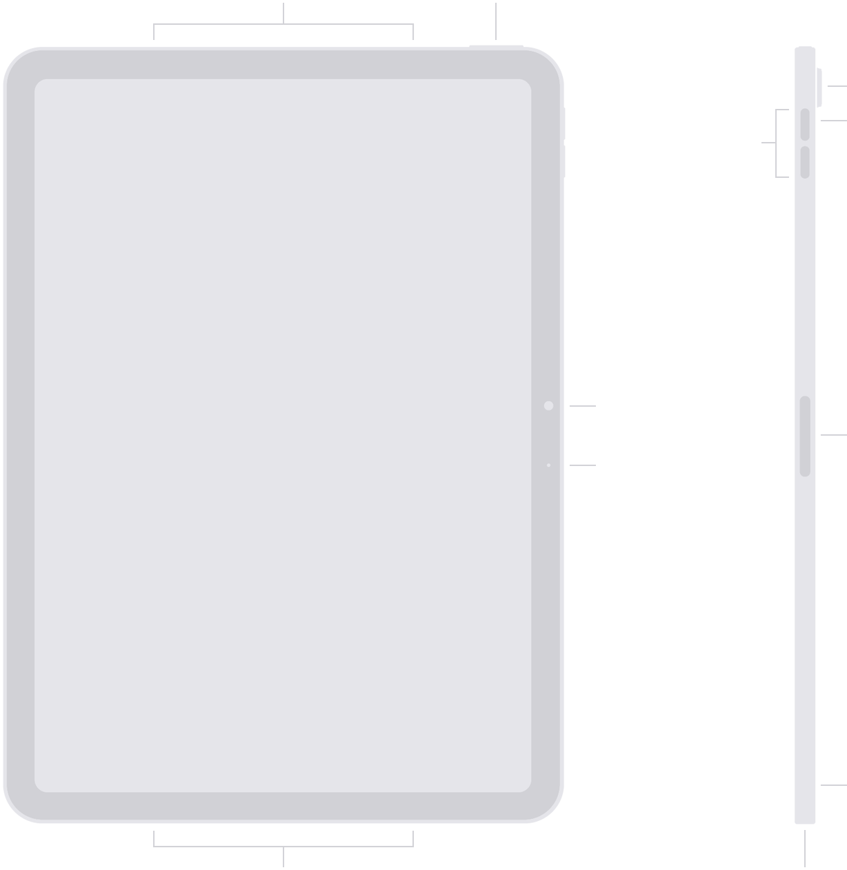 Apple’s connector and button illustration for iPad Air. Check the accessories and connections needed for your actual work.