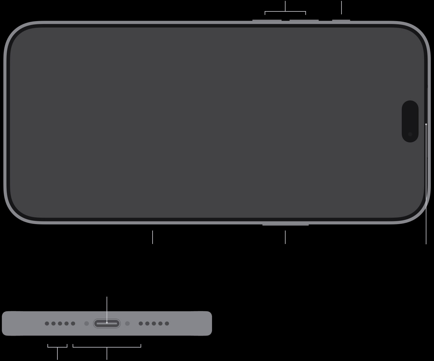 Apple’s button and connector illustration. The controls and wired connection are part of the recording workflow.