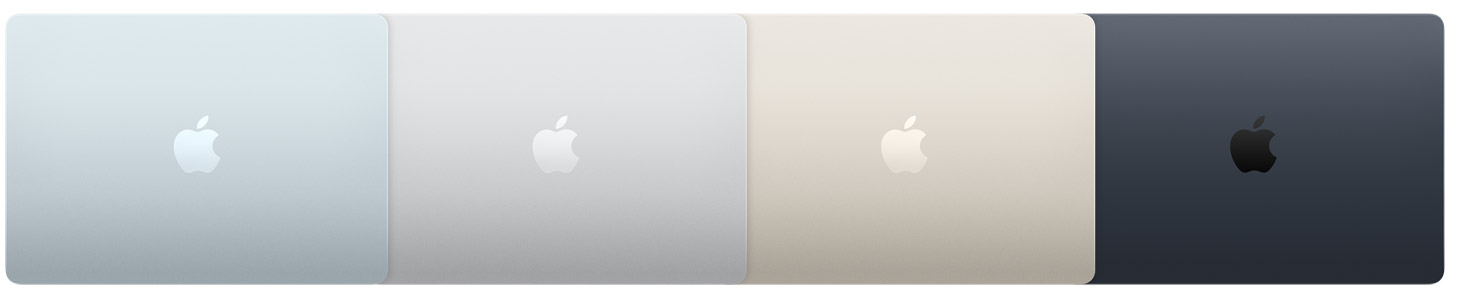 Apple’s four exterior finishes for this MacBook Air generation. Colour does not change the memory or port specification.