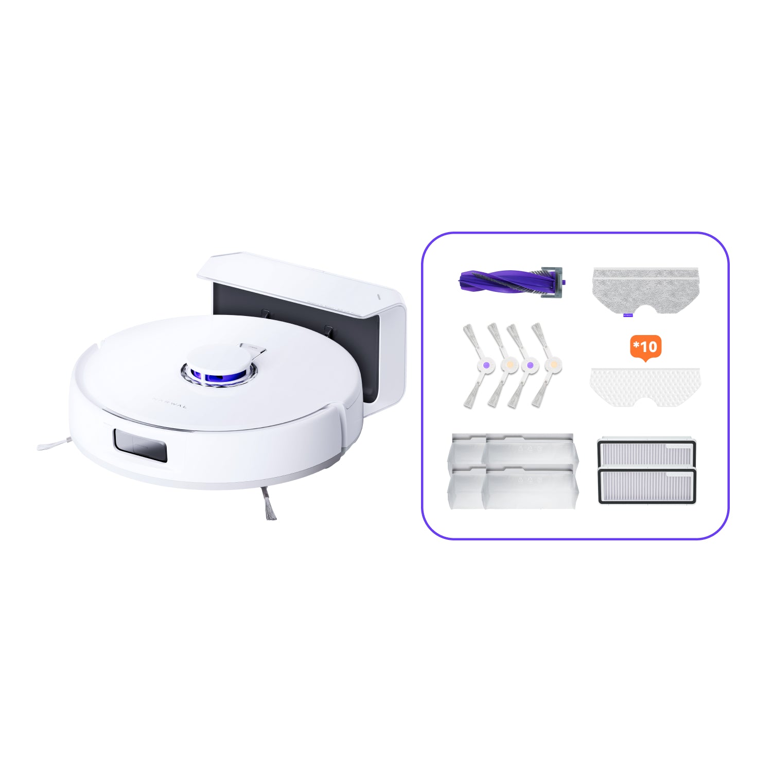 Narwal's supplied product imagery for the Narwal Freo X Plus. The specifications discussed here remain manufacturer claims.