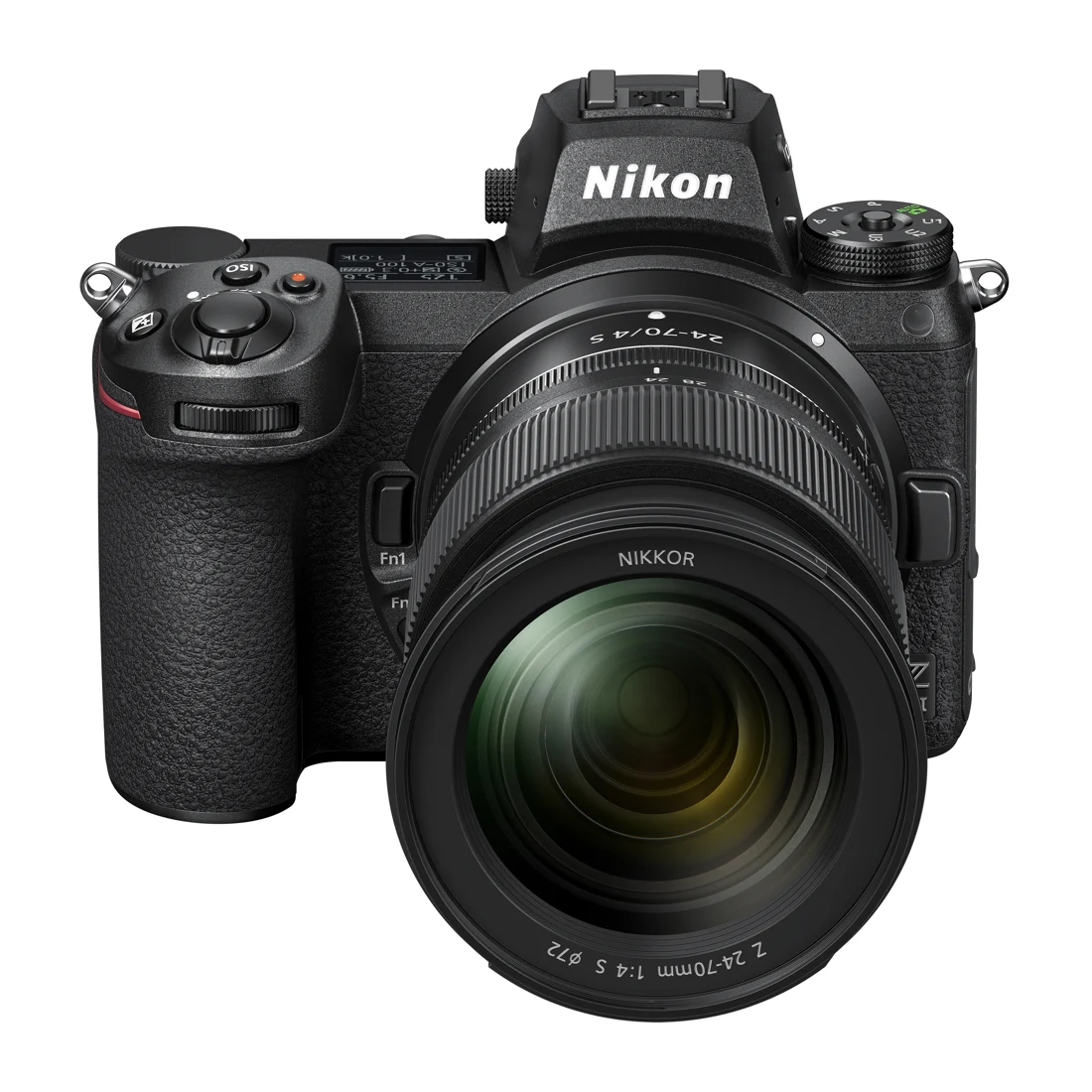 A top view of the Z 6II controls and optional lens.