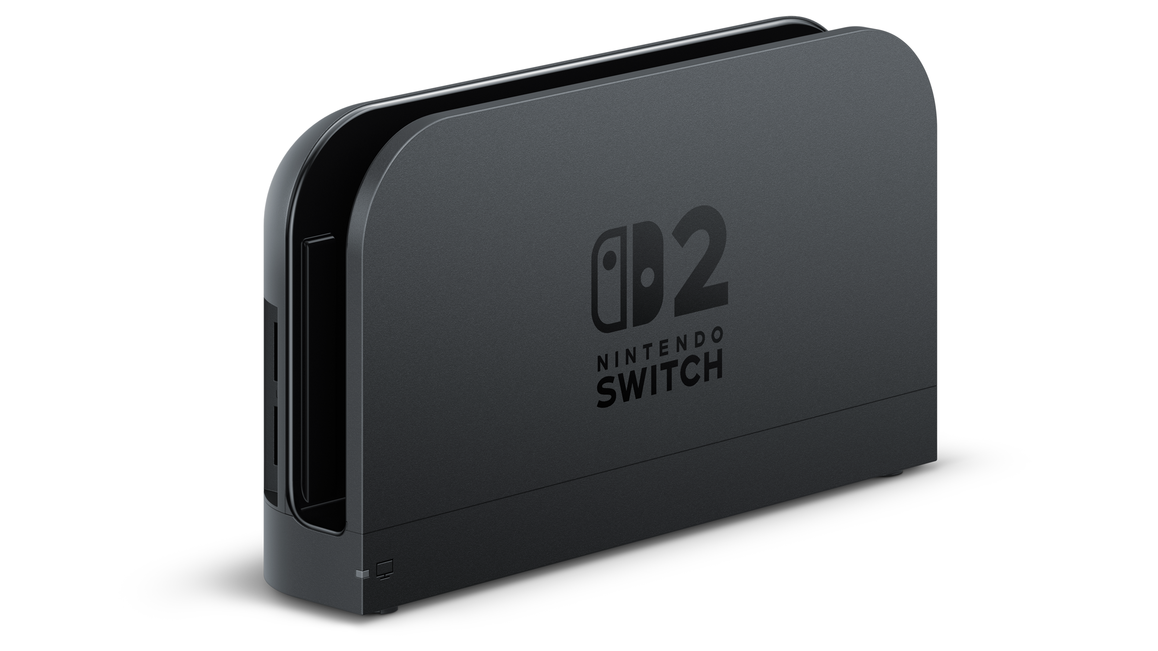 The Nintendo Switch 2 dock shown by Nintendo. Television output depends on the display, game and selected mode.