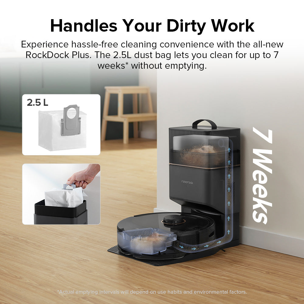 Roborock's supplied product imagery for the Roborock Q8 Max+. The specifications discussed here remain manufacturer claims.